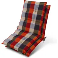 Beautissu 2er Set Niedriglehner Auflage Sun-NL 100x50x8cm Orange-Beige-Kariert