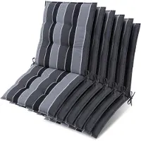 Beautissu 6er Set Sun-NL Niederlehner Auflage 105x50x8cm Anthrazit-Gestreift