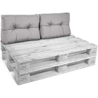 Beautissu 2X Rückenkissen Palettenkissen Outdoor Eco Style, 60x40cm, Hellgrau