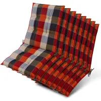 Beautissu 8er Set Sun-NL Niederlehner Auflage 105x50x8cm Orange-Beige-Kariert