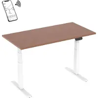 KIMEX - Motorisierter Sitz-Steh-Schreibtisch 120x75cm Nussbaumplatte/Weißes Gestell