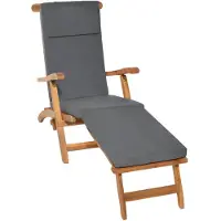 Beautissu Luxus Deckchair Auflage LoftLux DC, 175x45x5cm, Graphitgrau