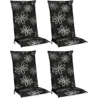 Beautissu 4er Set Hochlehner für Gartenstuhl Flores, 120x50x6cm, Schwarz