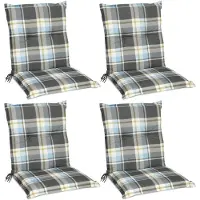 Beautissu 4er Set Sunny BK Niedriglehner Auflagen 100x50 cm in Blau Kariert