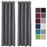 Beautissu VORHANG Amelie TO mit Öse 140x245cm Anthrazit (2tlg)