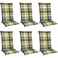 Beautissu 6er Set Hochlehner Auflagen Set 120x50 cm Polster Grün Kariert