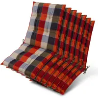 Beautissu 7er Set Sun-NL Niederlehner Auflage 100x50x8cm Orange-Beige-Kariert
