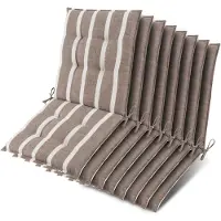 Beautissu 8er Set Sun-NL Niederlehner Auflage 105x50x8cm Beige-Weiß-Gestreift