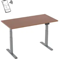 KIMEX - Motorisierter Sitz-Steh-Schreibtisch 120x75cm Nussbaumplatte/Graues Gestell