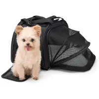 RockBros Transport-Fahrradtasche für Katzen und Hunde max. 10kg – Schwarz aus Baumwolle