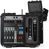 VONYX VMA106 6-Kanal-Leistungsmischer im ABS-Koffer mit 2 drahtlosen UHF-Mikrofonen