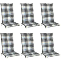 Beautissu 6er Set Hochlehner Auflagen Set 120x50 cm Polster Blau Kariert