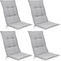 Beautissu 4er Set Hochlehner Set Base HL Sitzkissen, 120x50x6cm Hellgrau