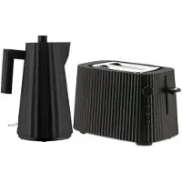 Alessi Plissé Bundle Elektrischer Wasserkocher und Toaster schwarz