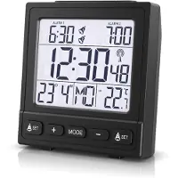 Bearware Funkwecker digital, digitaler Wecker, DCF, Innentemperaturanzeige, Datums & Wochentagsanzeige, Hintergrundbeleuchtung, 2 Alarme