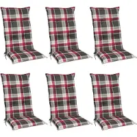 Beautissu 6er Set Hochlehner Auflagen Set 120x50 cm Polster Rot Kariert