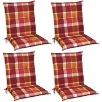 Beautissu 4er Set Sunny RO Niedriglehner Auflagen 100x50 cm in Rot Kariert