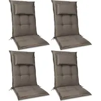 Beautissu 4x Premium Hochlehnerauflage 120x50x7cm, Taupe