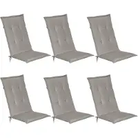 Beautissu 6er Set Gartenstuhlauflage Loft HL Hellgrau, 120x50x6cm