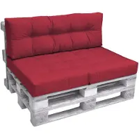 Beautissu Palettenkissen Outdoor 1x Sitzkissen & 1x Rückenkissen, Rot