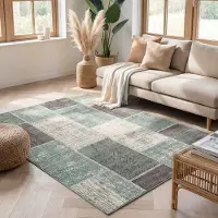 FRAAI Teppich Vintage - Spring Patchwork Grün Grau 120x170 cm