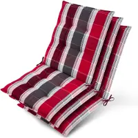 Beautissu 3er Set Sun-NL Niederlehner Auflage 100x50x8cm Rot-Anthrazit-Gestreift
