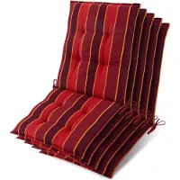 Beautissu 5er Set Sun-NL Niederlehner Auflage 105x50x8cm Rot-Gestreift