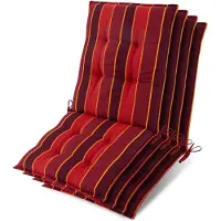 Beautissu 4er Set Niedriglehner Auflage Sun-NL 100x50x8cm Rot-Gestreift