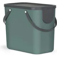 Rotho Mülltrennsystem 25L Albula - Mülleimer 40,0 x 23,5 x 34,0 cm - Abfalleimer Kunststoff mit Griffen - Müllbehälter mit Deckel und Aufklebern