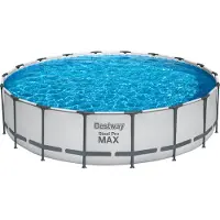 Bestway Steel Pro MAX Frame Pool Komplett-Set mit Filterpumpe Ø 549 x 122 cm, lichtgrau, rund