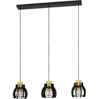 Eglo Hängelampe mit 3 Leuchten Stillington 1 schwarz mit Holz