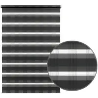 Gardinia EasyFix Doppelrollo ohne Bohren Karo anthrazit 75x150 cm inkl. Klemmträger