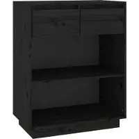 vidaXL Beistellschrank Schwarz 60x34x75 cm Massivholz Kiefer