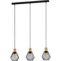 Eglo PALMORLA Hängeleuchte Hängelampe Pendellampe Pendelleuchte - L76 x B16 x H110 cm - schwarz, braun - 3X60W exkl. - IP20