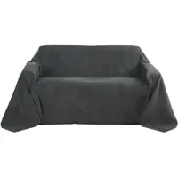 Beautissu Romantica Tagesdecke Wildleder Optik 210x280cm Anthrazit