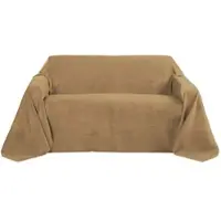 Beautissu Romantica Tagesdecke Wildleder Optik 210x280cm Hellbraun