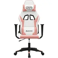 vidaXL Gaming-Stuhl Weiß und Rosa Kunstleder
