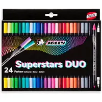 Jolly Filzstifte Superstars Duo Next Generation, Doppelfasermaler 1mm & 3mm, auswaschbar, 24 Stück