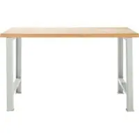 Schäfer Shop Modulare Werkbank , Grundeinheit, Buche Multiplexplatte, bis 500 kg, B 1500 x T 700 x H 840 mm, Lichtgrau ral 7035