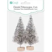 Crelando Dekorative silberne Weihnachtsbäume 8cm 2St.