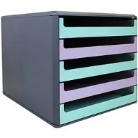 Böttcher-AG Schubladenbox A4, Recycling-Kunststoff, 5 Fächer, offen, pastell / anthrazit