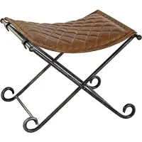 DKD Home Decor Foot-of-bed Bench Black Metal Brown Leather (53 x 45 x 44 cm)