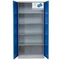 Proregal Stahlschrank BEE mit 4 verzinkten Fachböden | HxBxT 195x92x50cm | Grau-Blau | Werkstattschrank Werkzeugschrank Aktenschrank Universalschrank