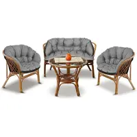 AIO Factory Gartenset 2x122x40cm + 190x40cm für Sessel, Sofa, Schaukel, Rattanmöbel, wasserfest grau
