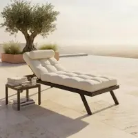 Bessagi Garden Gartenliege Avola Creme Outdoorstoff/Metall +Abdeckung