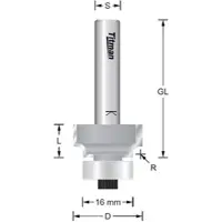 Titman Abrundfräser mit Anlauflager Softform – S=8 D20,7 x 42 mm - R=3
