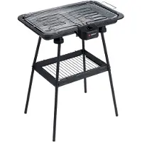 Alpina Elektrischer 2-in-1-Grill 2200 W – Elektrischer Tischgrill mit Thermostat – Elektrischer Grill mit Warmhaltefunktion – Elektrischer Tischgrill mit verstellbarem Rost – 51 x 30 cm – Schwarz