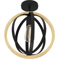 Eglo Deckenleuchte Basildon, Deckenlampe mit Reifen, Wohnzimmerlampe aus natürlichem Holz und Metall in schwarz, Deckenbeleuchtung Wohnzimmer, E27