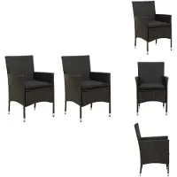 vidaXL Gartenstühle mit Sitzpolster 2 Stk. Poly Rattan Schwarz - Gartenstühle
