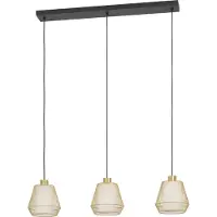 Eglo Hängelampe Ciudadela, 3-flammige Pendelleuchte über Esstisch, Esszimmerlampe in Diamantform aus Metall, Hängeleuchte, E27 Fassung, 88 cm